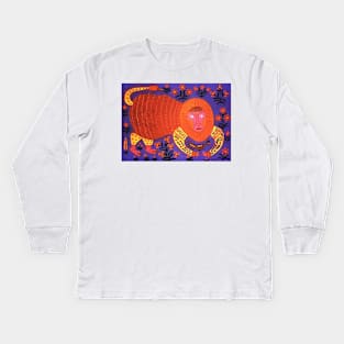 wild otter caught bird 1987 - Maria Primachenko Kids Long Sleeve T-Shirt